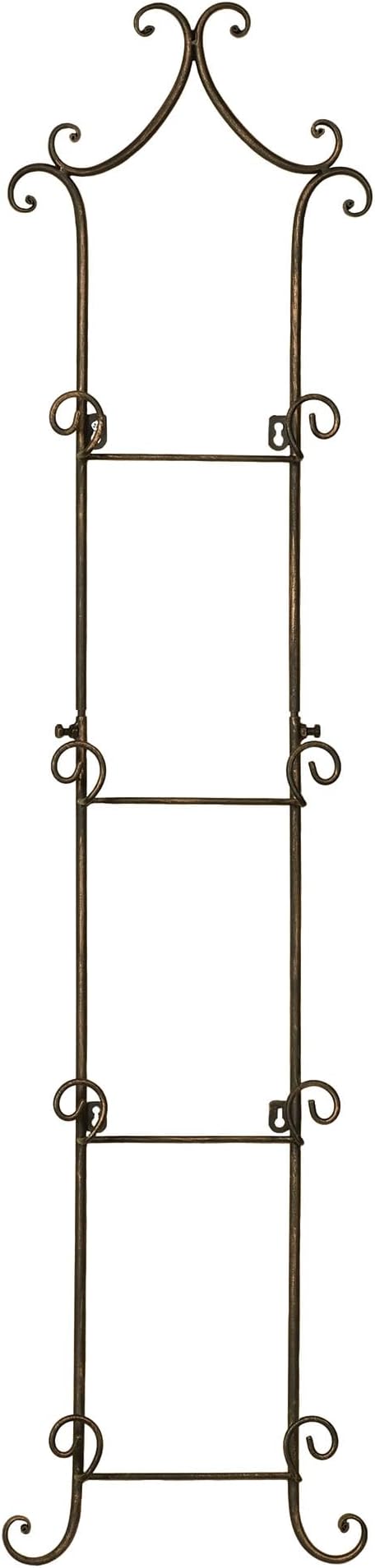 Touch of Class Regalla Scroll - Vertical Hanging Plate Rack - Holds up to four 9-10" dia. Plates - Antique Bronze Finish - 46 in. tall