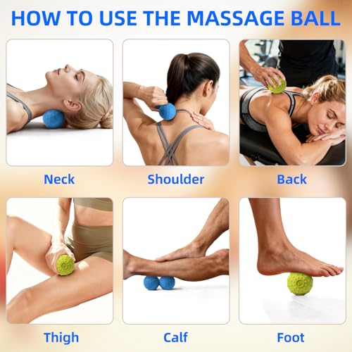 Peanut & Spiky Massage Ball Set, Double Lacrosse Peanut Roller + Firm Spiky Ball for Deep Tissue Myofascial Release, Trigg...