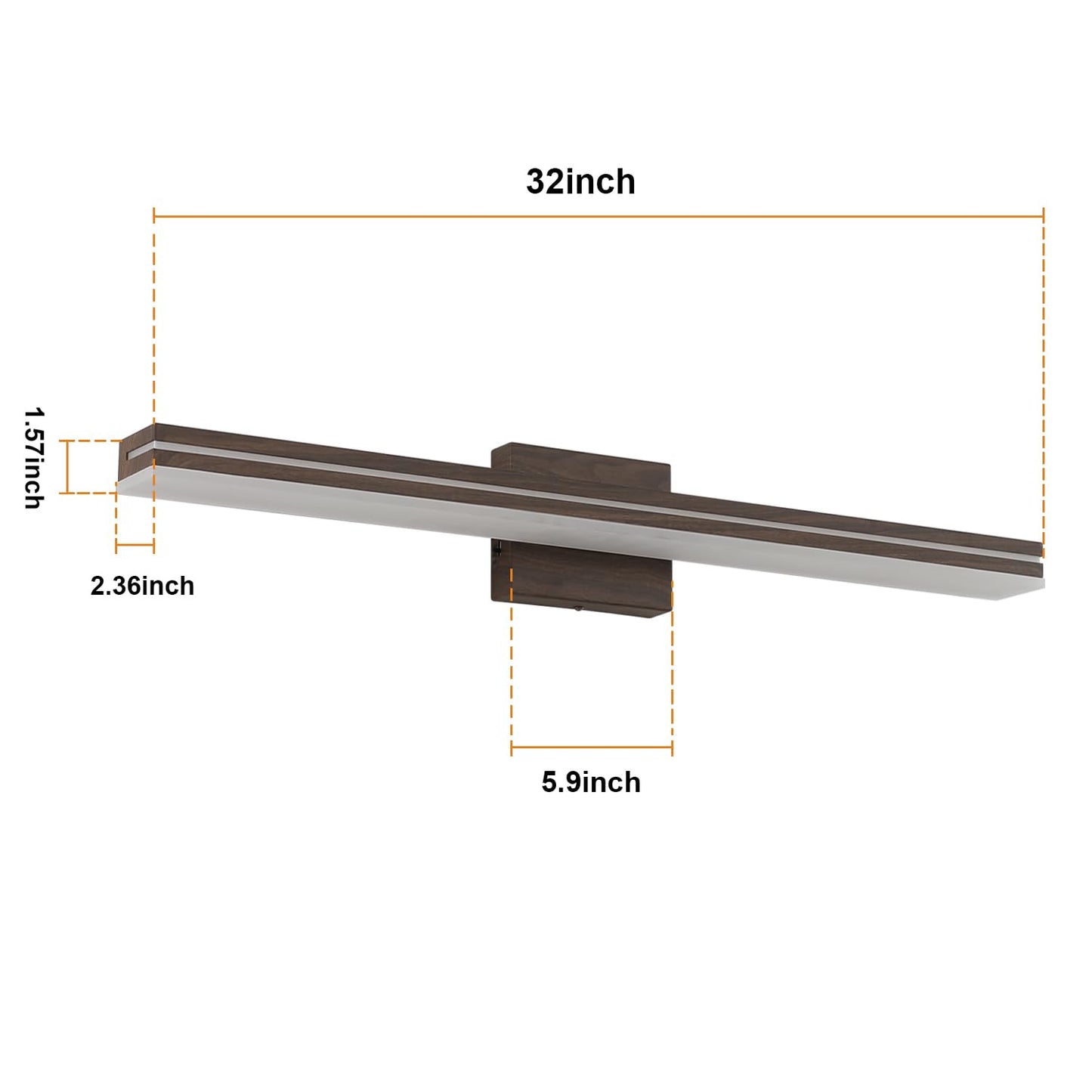 Sinerise Led Bathroom Vanity Light Fixture, 32-Inch, Dimmable, Brown Wood & Acrylic, Model: Af7Ca732