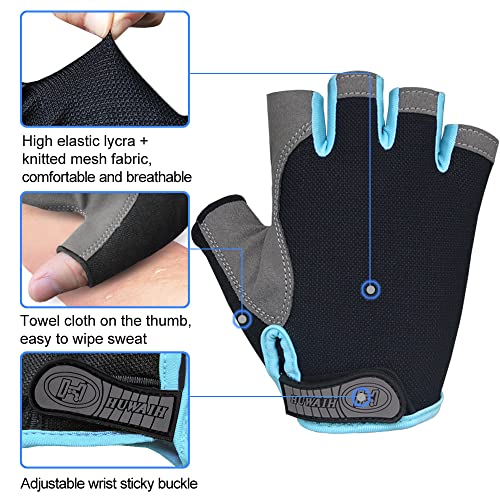 HuwaiH Bike Gloves for Men/Women, Cycling Gloves with Anti-Slip Shock-Absorbing Pad Half Finger Biking Bicycle Gloves