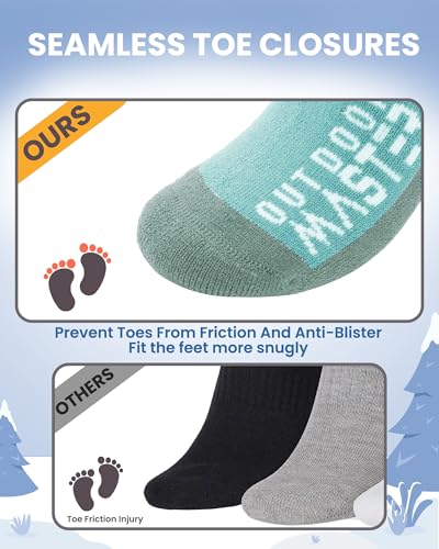 OutdoorMaster Merino Wool Ski Socks for Kids, Boys & Girls, Thermal Winter Warm Snowboarding Socks for Cold Weather