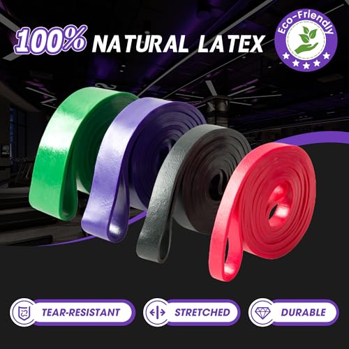 4-Level Resistance Bands Set for Pull Up Assistance, Home Gym - Elastic Silicone Exercise Bands for Physical Therapy, Stre...