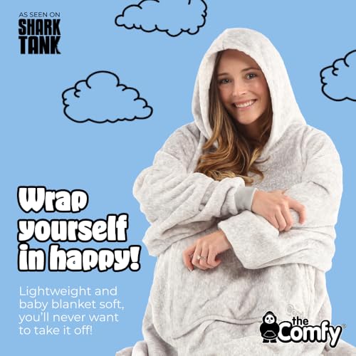 THE COMFY Dream | Lightweight Microfiber Fleece Wearable Blanket, Oversized Design Hood & Pocket from Shark Tank, Cozy Gifts