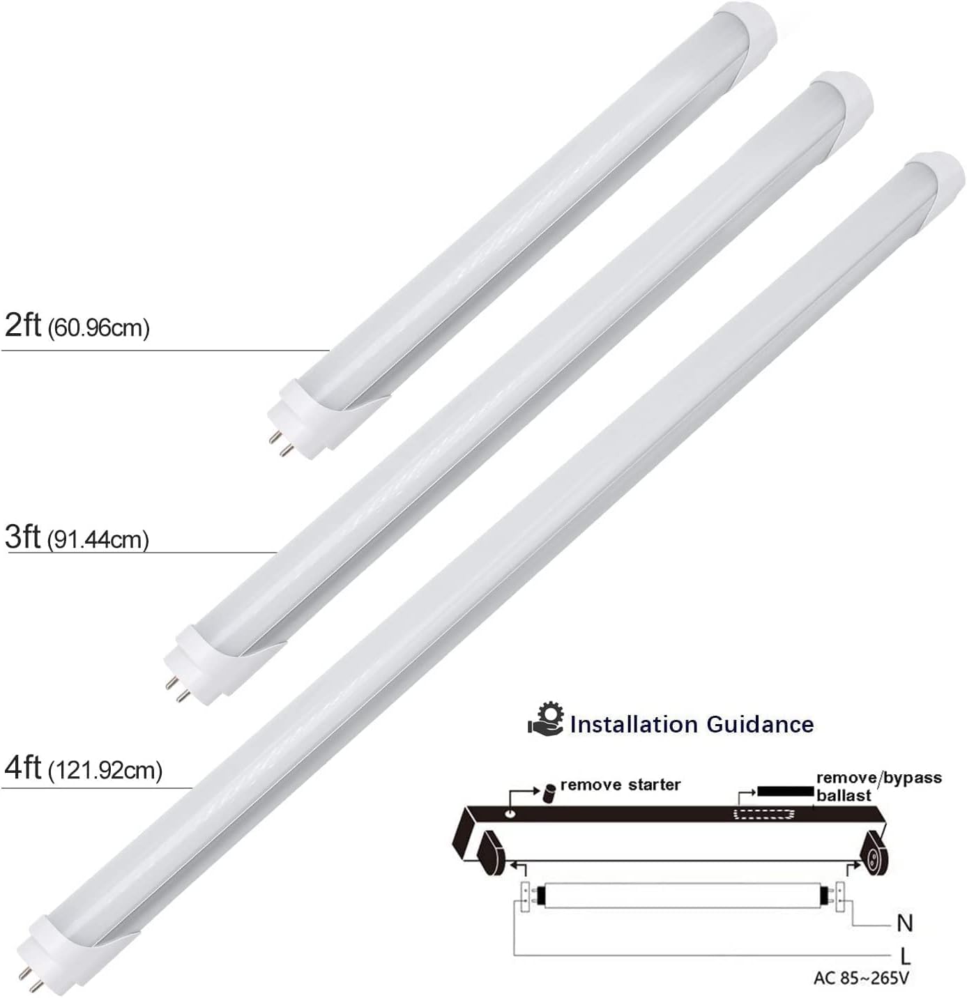 Lightingwill Led T8 Light Tube 2Ft  Natural White 4000K  Dual-End Powered Ballast Bypass  1000Lumens 10W 4W Fluorescent Equivalent  Frosted Cover  Ac85-265V Lighting Tube Fixtures  1 Pack