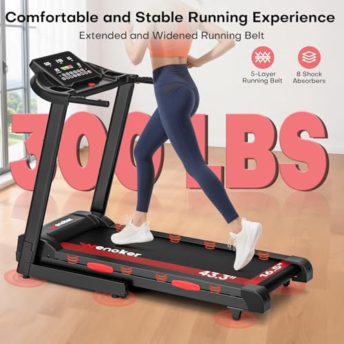 Treadmill with Incline for Home, WENOKER 15% Auto Incline Treadmill with Handrail 300 lbs Capacity, 3.0HP Quiet Walking Pa...