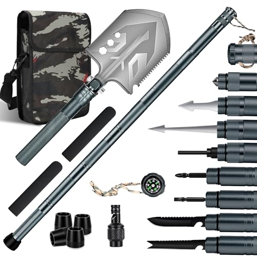 Tactical Survival Walking Stick, 16-in-1 Hiking Staff Heavy-Duty Collapsible Multitool for Camping, Reliable Tactical Kit ...