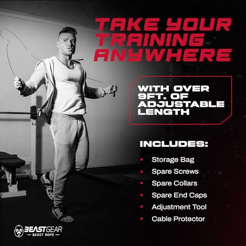 Beast Gear Jump Rope, Jump Ropes for Fitness, Premium Aluminium Skipping Rope for Men Women - Boxing, MMA, HIIT, Strength ...
