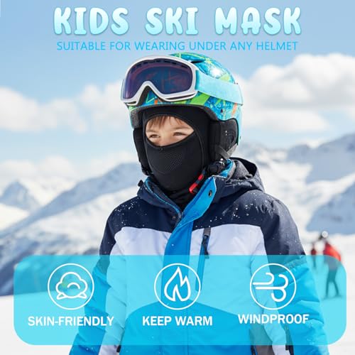 Breathable Kids Balaclava Ski Mask for Boys Girls - Windproof Fleece Winter Face Mask Cover for Cold Weather