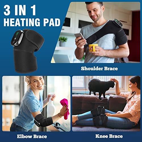 MOAJAZA Knee Massager with Heat and Vibration, Heating Pad for Knee Shoulder Elbow, Heated Knee Brace for Arthritis with M...