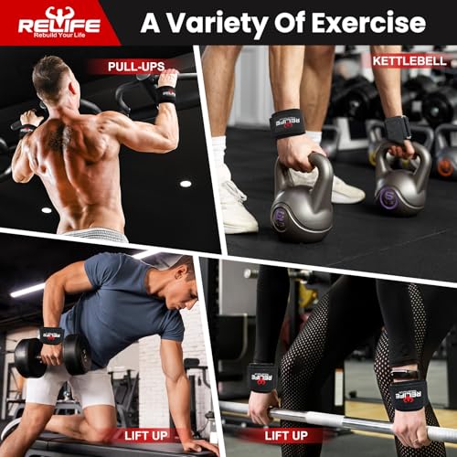 RELIFE REBUILD YOUR LIFE Lifting Hooks for Men and Women(Pair), Pull Up Straps, Gym Reapers Lifting Wrist Grips, Heavy Pow...