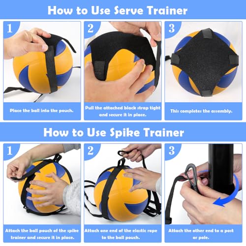 ENERACES Solo Volleyball Trainer: All-in-One Volleyball Training Equipment with Rebounder for Serving, Spiking & Setting P...