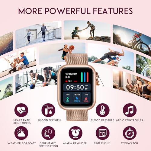 Smartwatch Women Fitness Tracker Watch: Gold Smart Watches for Women Make Answer Bluetooth Call Android Phones iPhone Comp...
