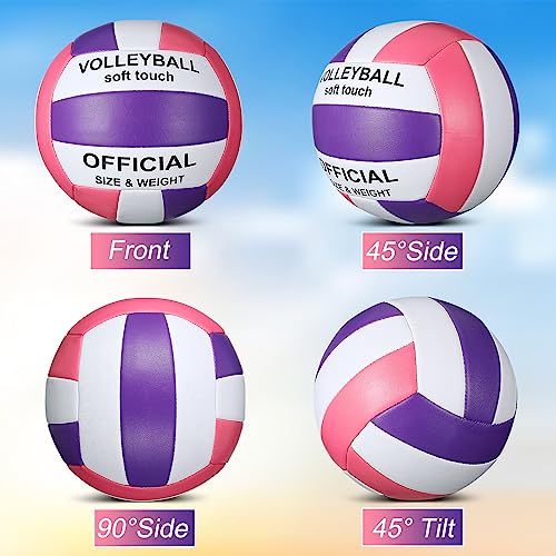 Lenwen 2 Pack Beach Volleyball Official Size 5 for Indoor Outdoor, Waterproof Soft Volleyball with Pump for Adult Beginner...