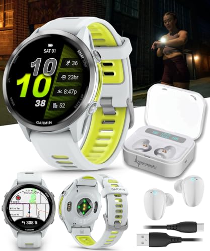 Garmin Forerunner 955, GPS Running Smartwatch, Tailored to Triathletes, Long-Lasting Battery, Whitestone with Wearable4U W...