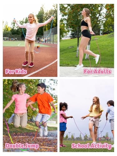 Jump Rope for Kids, Lorvain Adjustable Skipping Rope, Kids Jump Ropes with Wooden Handle for Girls Boys, Weighted Jumping ...