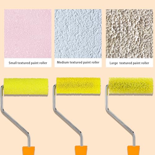 YLTOLOO 12 Pcs Textured Paint Roller Covers with 2 Frames Set, 4 inch 3 Textures Foam Drywall Texture Paint Rollers, House...
