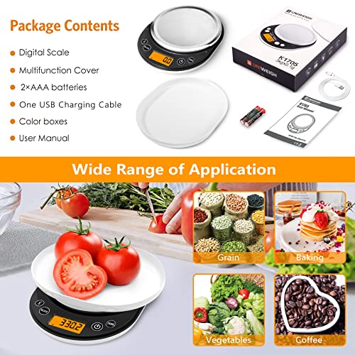 UNIWEIGH Smart Digital Food Scale Grams and Ounces, Kitchen Food Scale with Nutritional Calculator,Food Weight Scale for W...