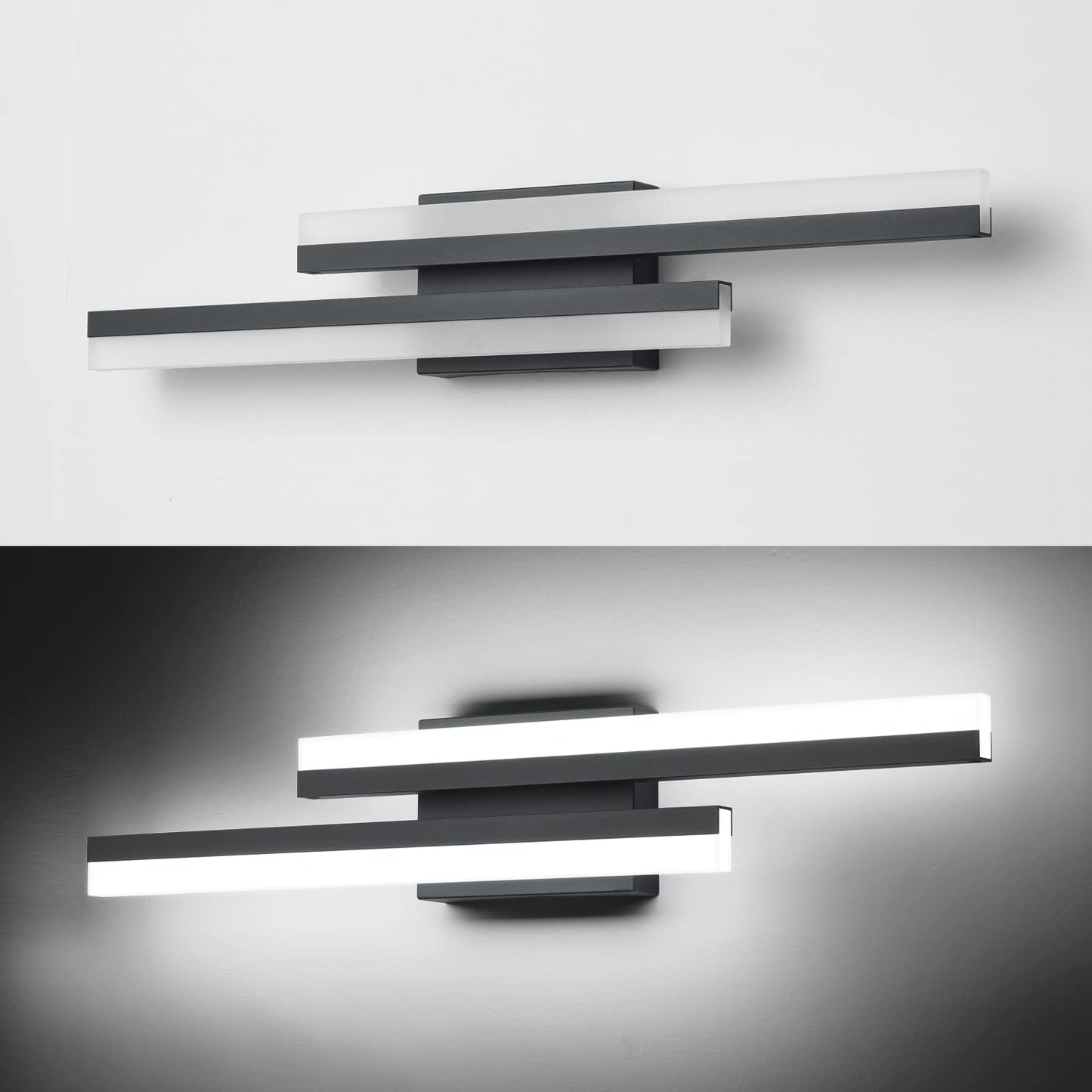 Presde 24In Dimmable Led Bathroom Vanity Light Fixture - Black Metal, Cold White 6000K, Model 6660-610Mm