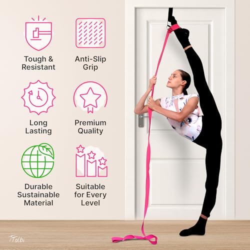 Stretching Strap with Door Anchor & Resistance Band – Leg Stretcher for Improving Flexibility & Splits – Ideal for Ballet,...