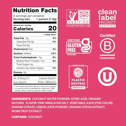 Cure Hydration Plant-Based Electrolyte Drink Mix | No Added Sugar | Dehydration Relief | Coconut Water Powder | FSA-HSA El...