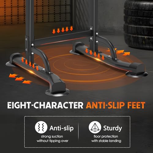 Adjustable Pull Up Bar & Dip Station - 10 Height Settings, 400LBS Capacity, Multifunctional Home Gym Strength Trainer for ...