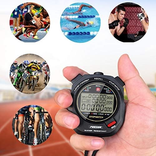 Professional Timer Stopwatch, Digital Sports Stopwatch with Countdown Timer, 2 * 100 Lap Memory, 0.001 Second Timing,Multi...