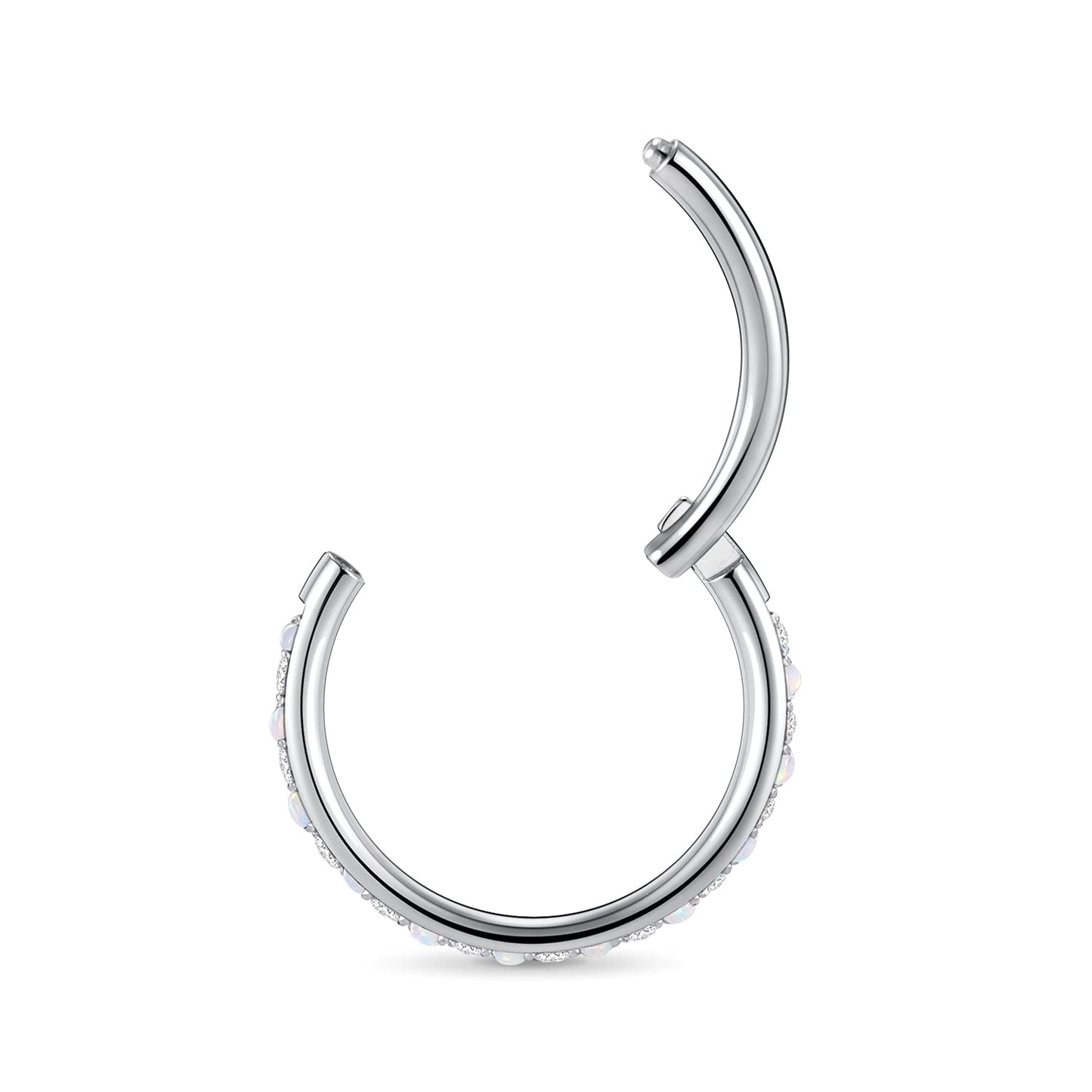 FUNLMO Nose Ring Hoop Nosril Piercing Hoop 20G Cartilage Earrings Hoop Earrings CZ Opal PaveTragus Helix Daith Earrings Septum N