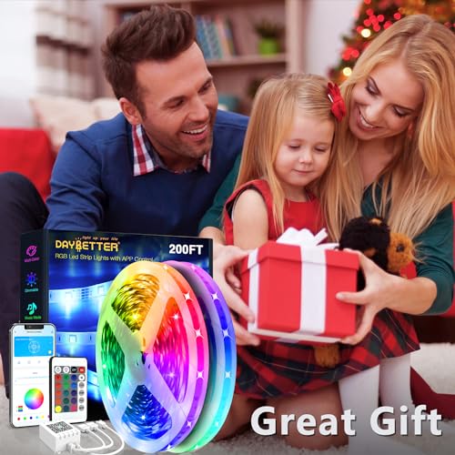 DAYBETTER Led Strip Lights 200 ft (2 Rolls of 100 ft) Ultra Long Smart Light Strips with App Voice Control Remote, RGB Mus...