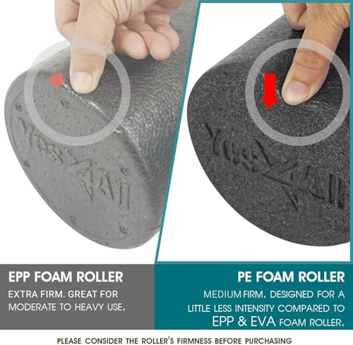 Yes4All Medium Firm Round PE Foam Roller 12, 18, 24, 36 Inches for Pilates, Yoga, Stretching, Balance & Core Exercises