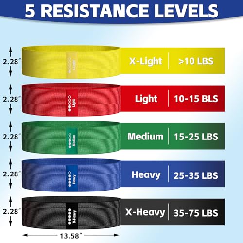 Resistance Bands for Working Out - Exercise Bands Set with Workout Guide - Fabric Elastic Bands for Physical Therapy - Fit...