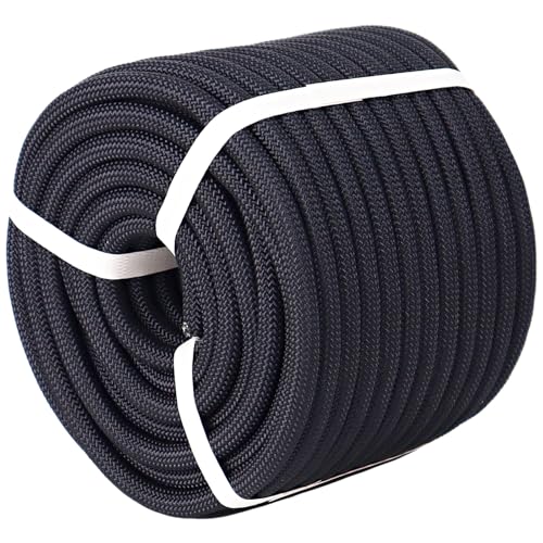 CRAYZA Double Braided Polyester Rope (1/2 in x 100 ft) Strong Arborist Rigging Rope 48 Strands for Tree Work Climbing Pull...