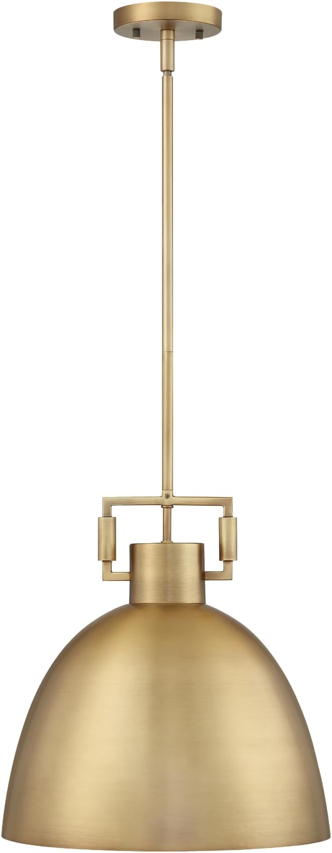 Nathan James Leigh Pendant Lighting, Hanging Ceiling Light with Oversized Metal Shade and Adjustable Cord, for Kitchen Island or Entryway, Antiqued Brass, Set of 2