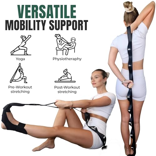 Stretch Strap with Loops Physical Therapy - Full Body Exercise Straps for Stretching with Detachable Foot - Leg & Calf Str...