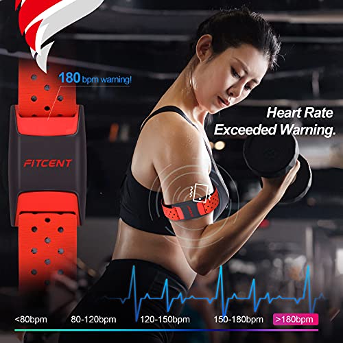 FITCENT Heart Rate Monitor Armband, Bluetooth ANT+ Optical Heart Rate Sensor Arm Band, Rechargeable Fitness Tracker for Pe...