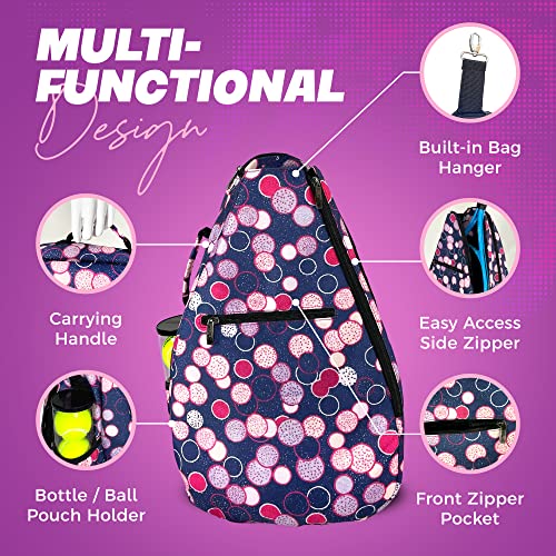 Womens Tennis Backpack - Taboo Fashions Ladies Tennis Bag Holds Two Racquets, Padded Straps and Side Carry Handle