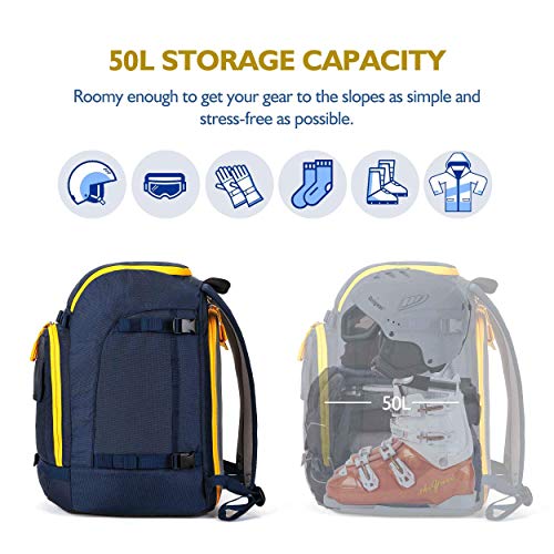 Unigear Ski Boot Bag Backpack for Helmet 50L/70L, Goggles, Gloves, Skis, Snowboard & Accessories