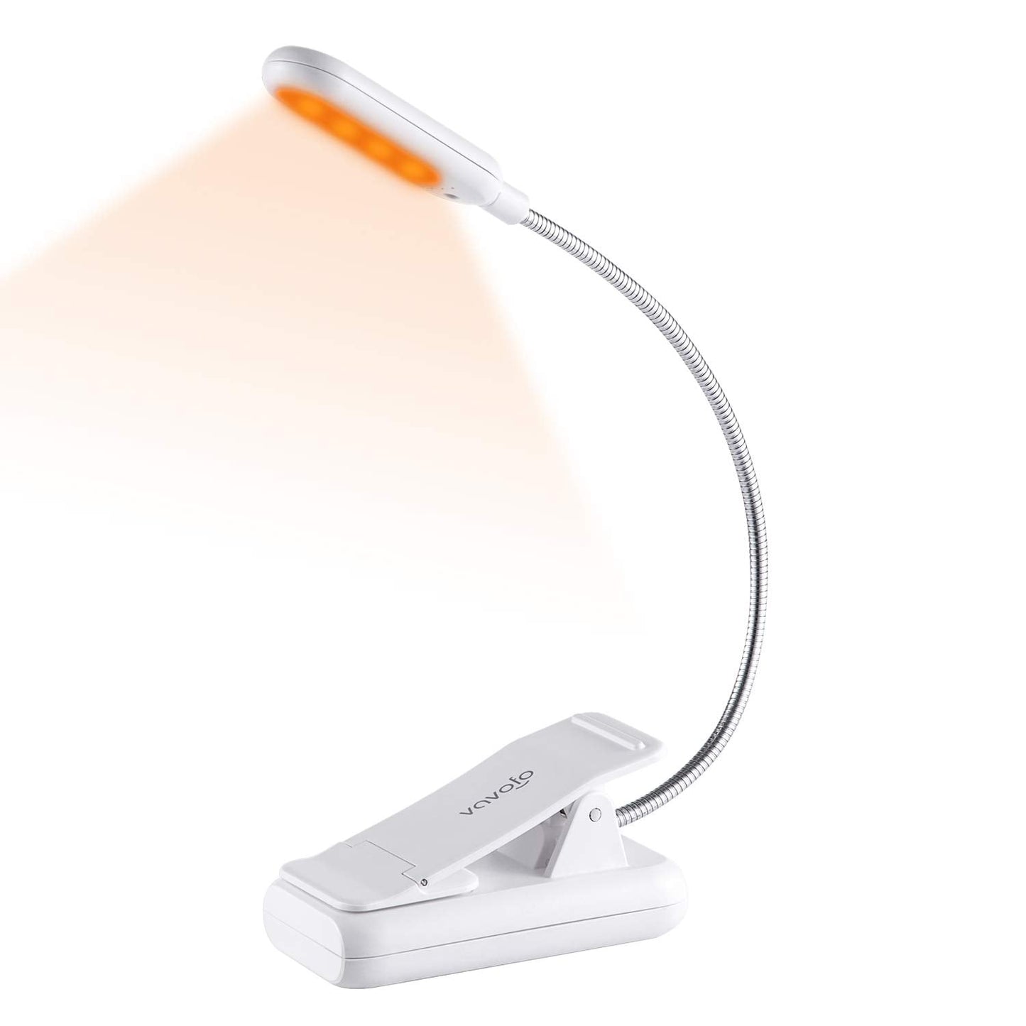 VAVOFO Clip On Reading Light, 7 LEDs, 3 Color Temperatures, 9 Brightness Levels, 1-Pack, White, Model KM-6720A