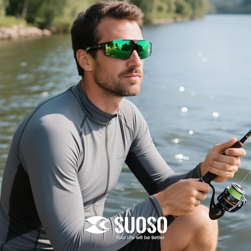 suoso Polarized Sports Sunglasses Men: UV400 Running Sunglasses for Women, Lightweight Fishing Baseball Cycling Glasses TR90