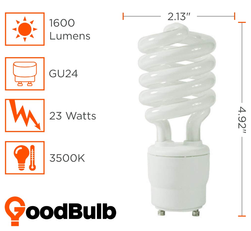 GoodBulb 23-Watt CFL Light Bulbs Pack of 10 | 3500K Soft White | GU24 Base | 1600 Lumens | 10000 Life Hours