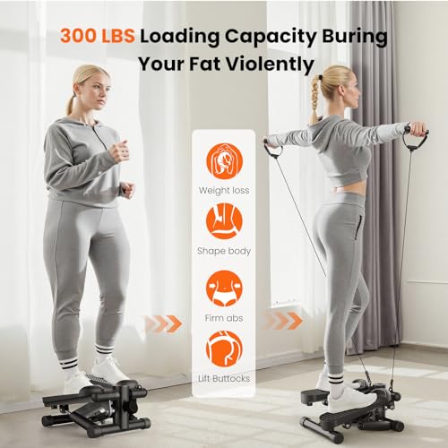 Sweetcrispy Mini Stair Steppers with Resistance Bands for Exercise at Home, Portable Exercise Twist Stepper Machine for Fu...