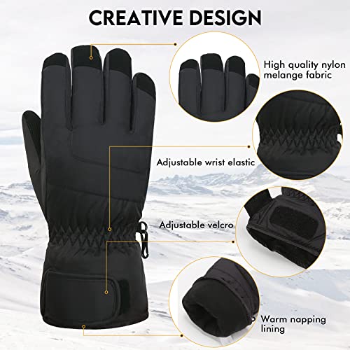 HIGHLOONG Women Ski Gloves, Winter Warmest Waterproof and Breathable Snow Gloves with Free Balaclava for Snowboard, Snowmo...