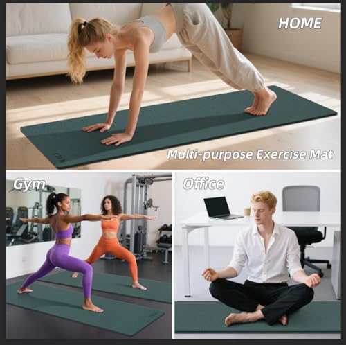 ILILI Yoga Mat 10mm Extra Thick and 193cm Extra Long, 76x28×0.4 Inch, Double Color Non-Slip TPE Material, Easy Carrying wi...