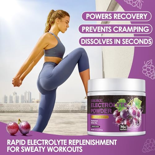 EDBOBOU Sugar Free Electrolyte Powder Grape Flavor 70 Servings Refreshing Hydration with Potassium, Sodium & Magnesium Glu...