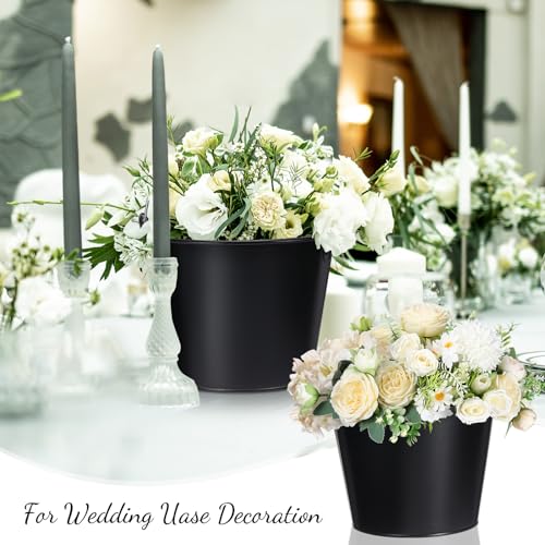 Zopeal 12 Pcs Metal Beer Buckets with Ice Shovels and Tongs Stainless Steel Ice Bucket with Handle Round Pails for Summer ...