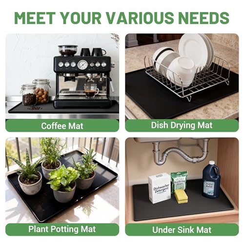 WZGUSXN 24-inch Coffee Mat - Heat Resistant Silicone for Coffee Bar & Kitchen Counter - Bar Mat for Countertops - Decor Un...