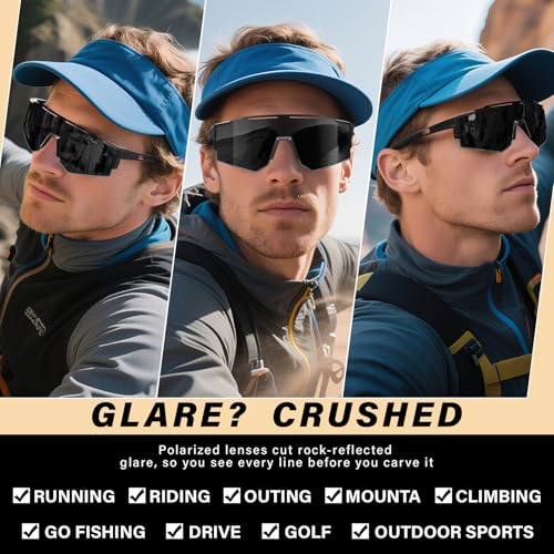 DioKiw 4PACK Polarized Sport Sunglasses for Men UV Protection Cycling Fishing Sun Glasses Big Frame Mountain Bike Goggles