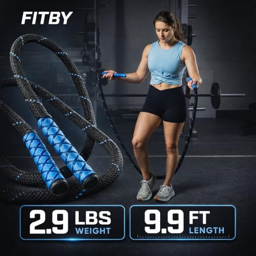 Weighted Jump Rope - 2.9lbs, 9.9 Feet Long Jump Ropes for Fitness, Home Workout Rope, Skipping Rope for Exercise, Total Bo...