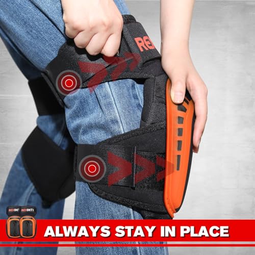 REXBETI Knee Pads for Work, Construction Knee Pads for Men, Heavy Duty Comfortable Anti-slip Foam Gel Knee Pads for Garden...
