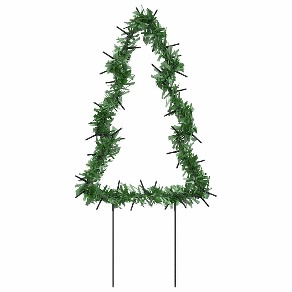 vidaXL Christmas Light Decorations - 3 pcs, 50 LEDs, Warm White, 11.8in Tree, Green, Model 357729, Indoor & Outdoor Use, 8 Lighting Modes