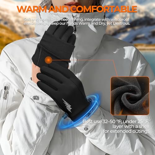 rivmount Winter Gloves Women Men, Cold Weather Touch Screen Liner Glove, Windproof 3-Layers, for Running, Cycling, Biking,...